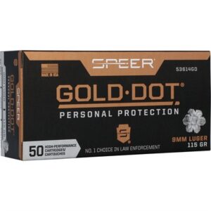 GOLD DOT HANDGUN PP 9MM LUGER 115GR HP 1210 FPS 50/BOX