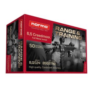 Home Norma Range & Training Rifle Ammunition 6.5 Creedmoor 124gr FMJ 2789 fps 50/ct